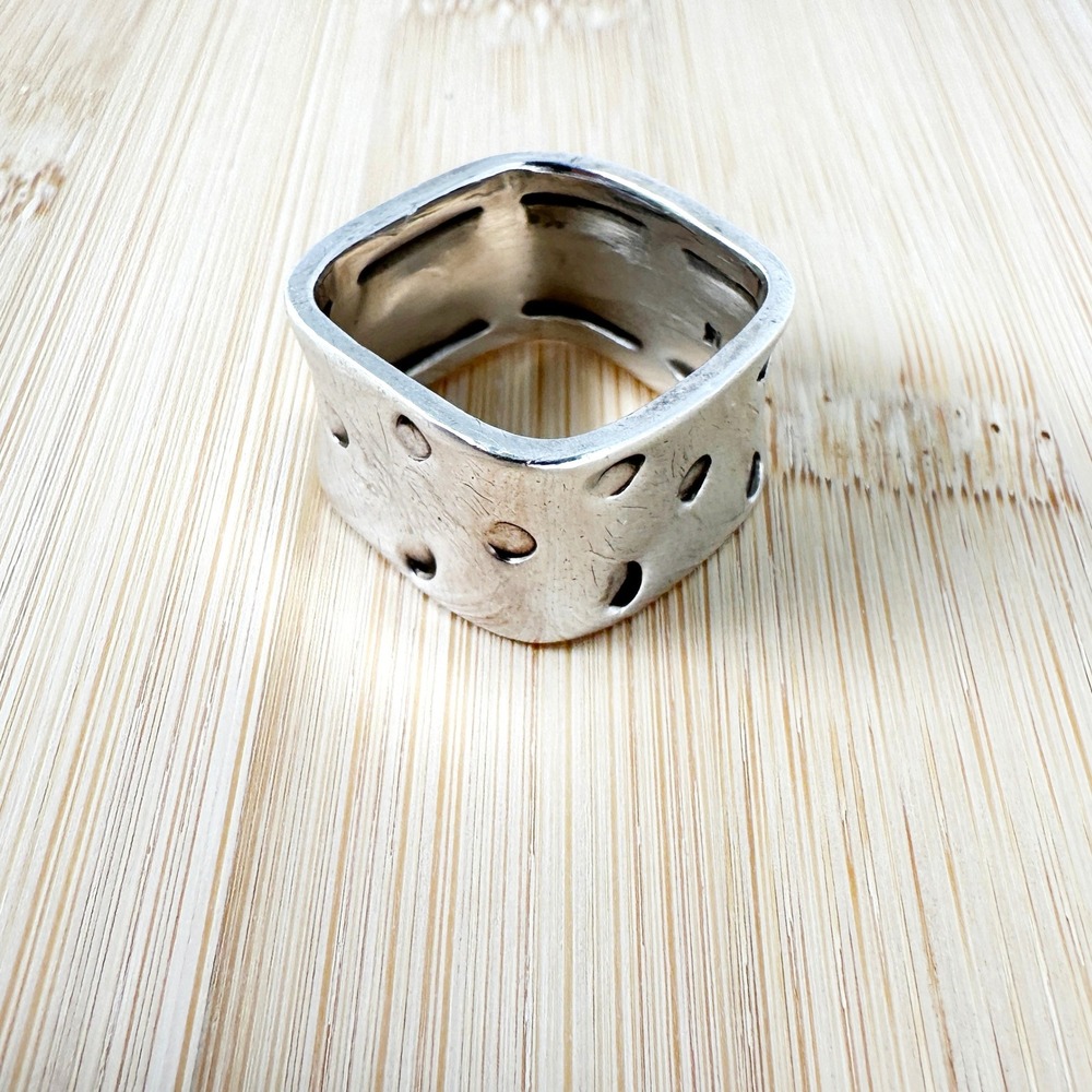Artisan Sterling Silver Thick Square Ring 1/2" Wide‎ 9.1 Grams Size 8